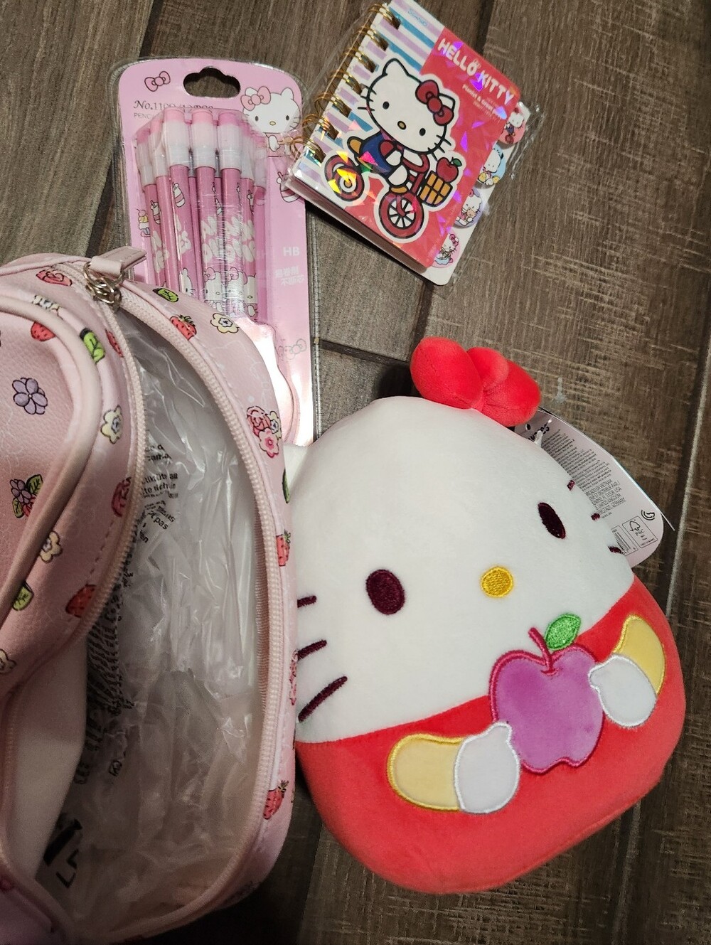 Hello Kitty Squishmallow, Pencil Pouch, Pencils, mini notebook